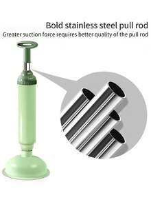1 pieza Limpiador de desagüe de alta presión, Ventosa para inodoro, Herramienta de desatasco de tuberías para el hogar, cocina y baño - Verde - Ver 7