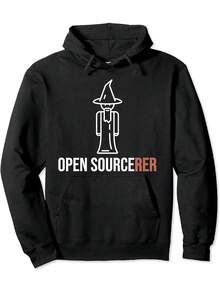 Drôle de magicien open source - Pull à capuche unisexe pour couple de programmeurs impressionnants 2026 - Noir - Voir 5
