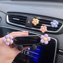 yucen 1PC Floret Car Phone Holder, Exquisite Flower Vent Clip Design, Horizontal & Vertical Air Vent Mount, Auto-Lock & Stable, Universal Car Navigation Bracket, Fashion Car Accessories To Add A Touch Of Exquisiteness - Original Flower - View 2