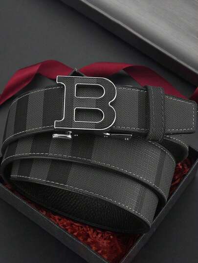 Men's Automatic Buckle Belt, Letter B Buckle Design, Business Casual Style, Gift For Valentine's Day, Father's Day, Mother's Day, Friday