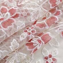 HXARTMIS 1pc Lace Embroidered Trim Round/Rectangular Tablecloth, Elegant Floral Embroidery Table Cover, Vintage Tulle Mesh With Lace Trim, Suitable For Home, Wedding, Living Room, Kitchen And Other Decor - White Powder - View 5