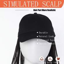 Tóc giả bện sóng sâu sang trọng dành cho nữ - Sợi chịu nhiệt cao, mũ lưới có khóa cài, kiểu dáng đa năng, bện màu đen thời trang. - màu đen - Xem 5