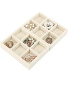 1pc Velvet Jewelry Tray For Necklace, Earrings, Bracelet, Ring, Bangle Storage - Multicolor - View 7