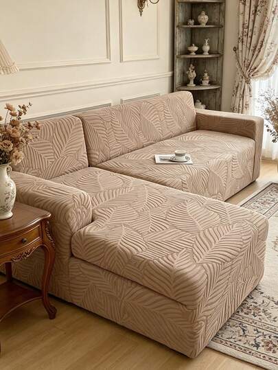 1 tấm bọc ghế sofa họa tiết lá cây, chất liệu dày dặn, co giãn tốt, phù hợp với sofa 1/2/3/4 chỗ ngồi hình chữ L, thích hợp trang trí phòng khách, phòng ngủ, khách sạn.