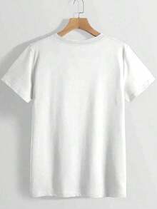Camiseta Casual Ajustada para Mujer con Estampado "Novia, Fiancina, Esposa", Transpirable y Cómoda, Manga Corta, Cuello Redondo, Estampado de Boda, Algodón Suave, Perfecta para Uso Diario y Estilo Nupcial Urbano - Blanco - Ver 3