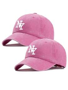 2pcs Unisex Letter Decor Vintage Washed Baseball Cap, Trucker Hat, Dad Hat, Suitable For Outdoor, Travel, Hiking, Beach - C - View 17