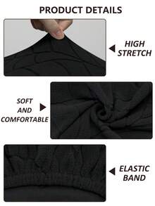 1pc Solid Color Elastic Jacquard Sofa Seat Cushion Cover, Removable And Machine Washable, Suitable For Small Sofa In Living Room, Polyester Sofa Seat And Back Cover - Black - View 6