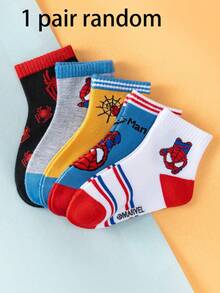 Marvel 1/5 Pairs Spider-Man Children's Socks, Superhero Pattern, Suitable For Casual Daily Wear, Breathable And Soft, Suitable For Boys And Girls, Suitable For Daily Wear/Party Gifts/Easter/Spring/Summer. Vibrant Colors, Comfortable Fit Novel And Unique, Fashionable Accessory, Lightweight And Breathable, Skin-Friendly And Non-Restrictive, Soft And Breathable. - Apricot - View 14