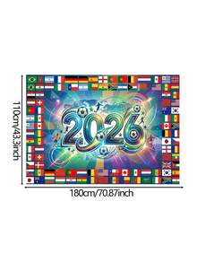 1件装-2026世界杯挂毯，国际足球队旗帜墙饰，足球比赛主题背景横幅，适用于世界杯观赛派对、体育酒吧、客厅装饰 - A - 查看 3