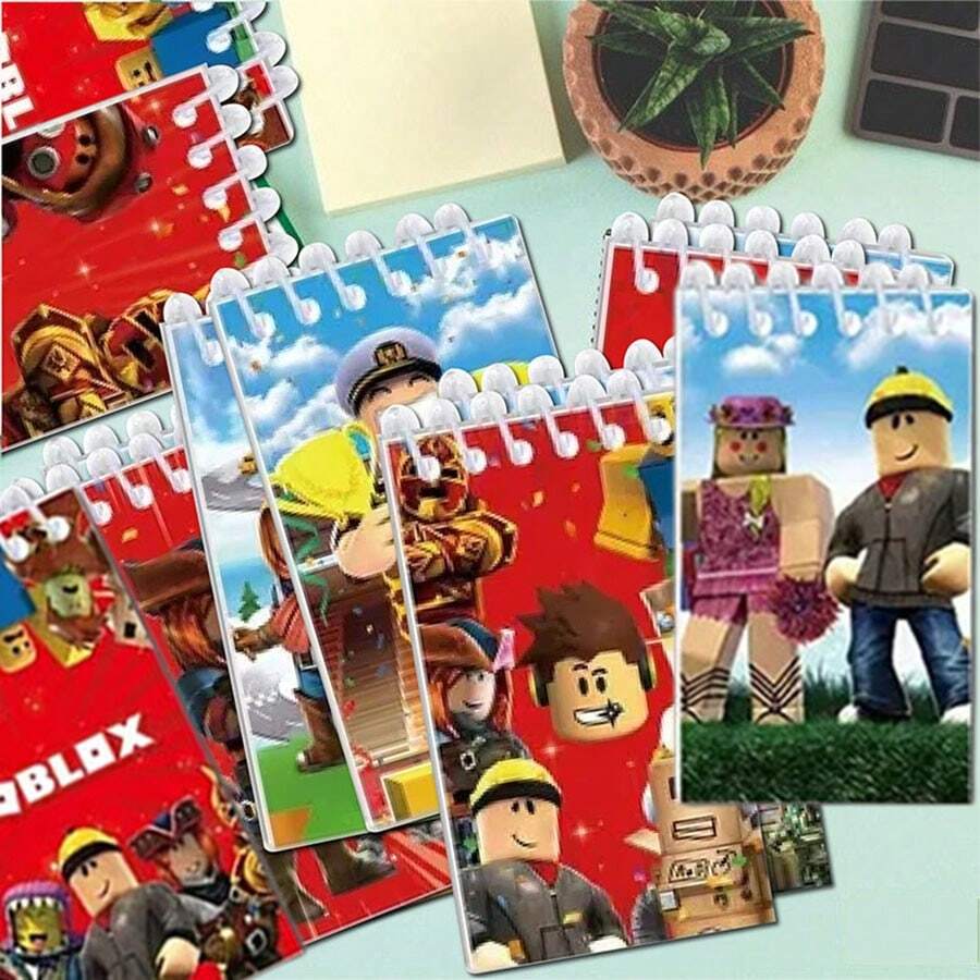 Roblox 10个/套像素风便签本 - 学校及办公礼盒 | 派对礼品批发、生日礼物及办公用品、小礼品袋填充物、办公用品、礼品、装饰品，10种款式 - 家庭活动及派对用品、派对礼品、多件装派对礼品包 - Roblo 男孩 筆記本 - 查看 1