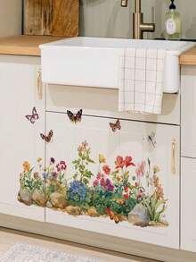 Bộ 4 miếng dán tường hoa màu nước, chủ đề vườn hoa màu nước với hoa, bướm và hàng rào, thích hợp cho phòng ngủ, phòng khách, nhà bếp, lối vào, phòng trẻ em, đặc biệt thích hợp cho chân tường, tường sau ghế sofa, tạo nên bầu không khí đồng quê tươi mát và thư thái. Màu sắc phong phú và tươi mới mang đến cảm giác mùa xuân, giúp giảm bớt cảm giác trống trải của bức tường. Tự dính và có thể tháo rời, không làm hỏng tường, miếng dán tường trang trí cho phòng ngủ, phòng khách, nhà bếp, phong cách đồng quê với bướm và hoa. - Hình dán tường - Xem 5