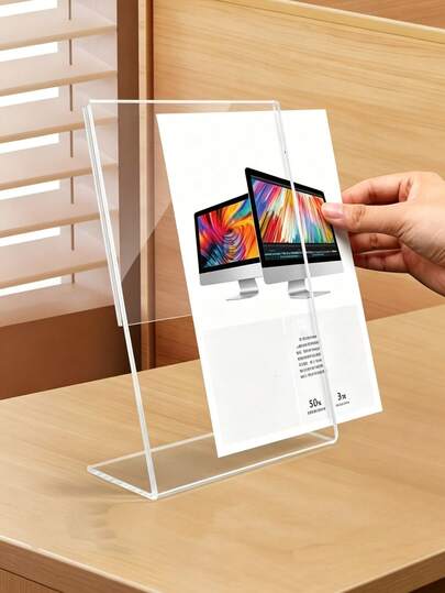 Bộ 2 giá đỡ biển hiệu bằng acrylic, giá trưng bày bằng nhựa trong suốt hình chữ T, thích hợp để trưng bày hướng dẫn, thực đơn, tờ rơi, giấy tờ, ảnh, danh thiếp, văn phòng hoặc bàn làm việc, phù hợp cho văn phòng, cửa hàng bán lẻ, triển lãm, nhà hàng, đám cưới và các dịp khác.