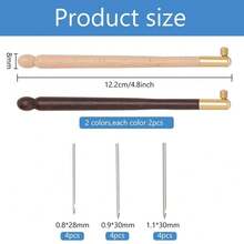 4 Pcs Tambour Hooks Kit With 12 Needles, Embroidery Crochet Hooks Wooden Handle Sequin Beads Needle Set - Multicolor - View 3