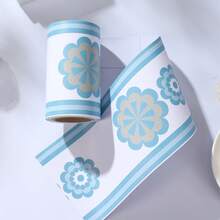 Self-Adhesive Ceramic Tile Trim Sticker, Decorative Wall Border For Kitchen, Bathroom, Waterproof Baseboard - Blue and Green Overlapping Flowers - View 5