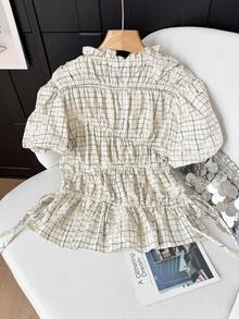 GMFP 女款夏季/秋季休閒優雅時尚寬鬆拼接刺繡派對上衣，適合六月節慶度假季 - 黑與白 - 查看 9