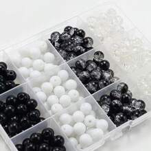 Bộ 12 hạt cườm thủy tinh đen trắng, hạt tròn trong suốt 8mm, có hiệu ứng nứt, dùng để tự làm vòng tay, vòng cổ, dây đeo điện thoại và các phụ kiện thủ công khác. - Nhiều màu - Xem 4