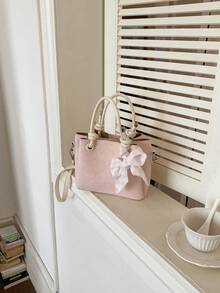 Túi xách mini dáng xô tinh tế dành cho nữ, mẫu mới về, họa tiết lưới kim cương, túi đeo chéo đa năng, túi tote nhỏ xinh mùa hè. - Hồng - Xem 9