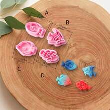 Cute Tropical Fish Clay Cutters Set, Ocean Animal Polymer Clay Molds, DIY Craft Tools For Summer Jewelry Making - Pink - View 2