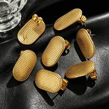 6 chiếc khuyên tai hình bầu dục bằng thép không gỉ 304 mạ vàng 18K, có móc cài, phụ kiện làm khuyên tai phẳng, không gây dị ứng và chống oxy hóa. - Hoa tai - Xem 3