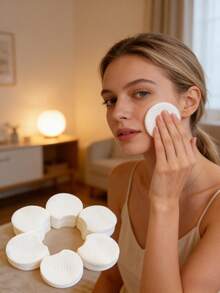 Bông tẩy trang đa lớp thấm hút cao, hình tròn, làm từ cotton hữu cơ, mềm mại và nguyên chất. - Hồng - Xem 9