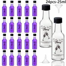 3/24入 25ml/50ml 迷你塑膠酒瓶 飲料分裝空瓶 適用於果汁、洋酒、醬料、蜂蜜,適合婚禮、露營、生日派對、夏季露營、週末狂歡、旅行及戶外活動 - 透明-H10 - 查看 14
