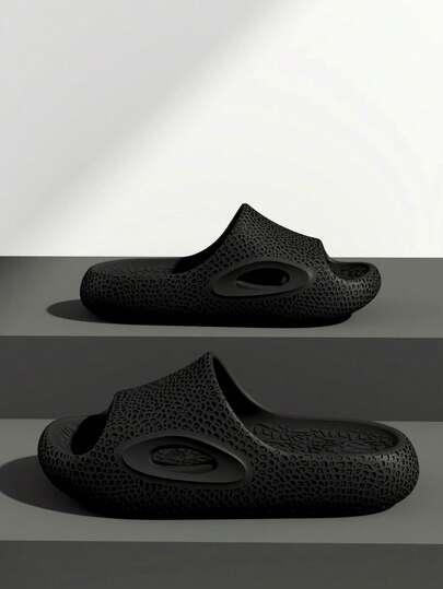 男女通用EVA一体式轻便柔软弹性拖鞋，时尚蜂窝设计简约纯色沙滩/浴室/家居拖鞋