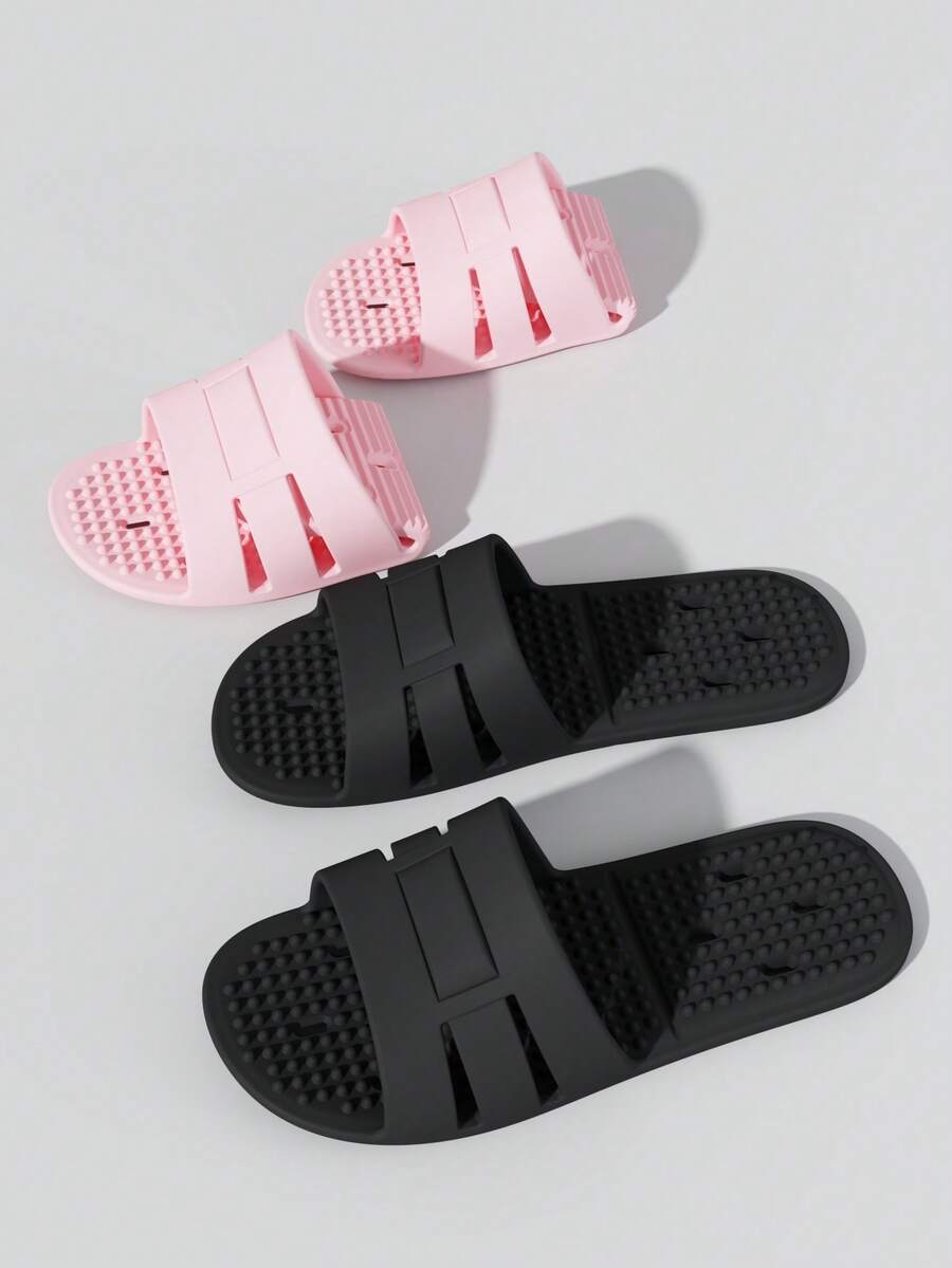 Unisex Foldable Travel Slippers, Indoor Home Bathroom Shower Waterproof Quick-Drying Massage Sandals, Lightweight Fast-Drying Bathroom Slippers With Soft Soles, Suitable For All Seasons - White - View 1