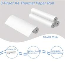 1/2/4/8 Rollen 3-fach A4 Thermodrucker Papierrollen, 21,08 cm breit, schnell trocknend, kompatibel mit den meisten tragbaren Thermodruckern auf dem Markt - Übersicht 1