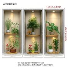 3pcs Removable 2D Flat Green Plant Wall Stickers Tropical Potted Plants Wall Art Decor Suitable For Living Room Bedroom Home Decoration - Green Plant Wall Stickers - View 12