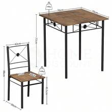 Dining Kitchen Table And Chairs 2 Seater Dining Room Set, 2 Seater Dining Chairs With Elegant Table Compact Wood Steel Frame Dining Kitchen Furniture - Oak - View 5