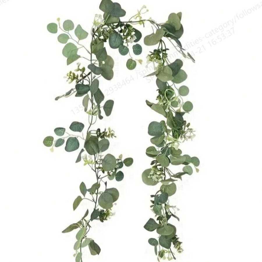 1pc/70inch Artificial Eucalyptus Garland & Ivy Vine, Suitable For Home Festival Wall Hanging, Garden, Wedding Backdrop Arch And Party Decorations - Multicolor - View 1