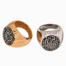 Italian Court-Style Oval Diamond-Studded Ring, Vintage Luxury Titanium Steel PVD Plated With 18k Gold, Unisex Design - Vàng - Xem 5