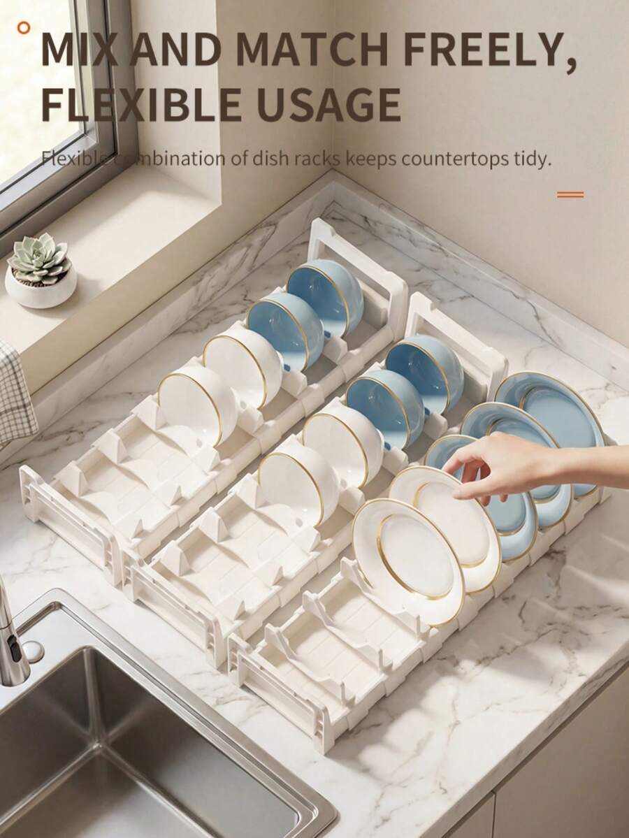 Adjustable Dish Drying Rack For Kitchen, Suitable For Cabinet Drawers, Countertops And Drawers To Store Bowls, Plates And Kitchenware