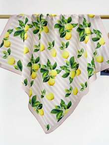 1 pieza Nuevo Pañuelo cuadrado pequeño de 100% algodón con estampado de frutas versátil, estampado floral de fibra de poliéster (poliéster) - Multicolor - Ver 3