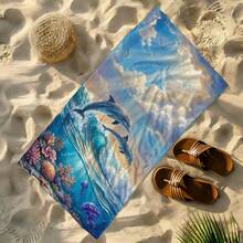 1 pieza Toalla de playa con diseño de delfín de tema oceánico, manta de playa extra grande de microfibra súper suave, toalla de baño súper absorbente, adecuada para viajes, piscina, buceo, surf, yoga, camping, disponible en varios tamaños, accesorios de playa para playa, piscina, viajes, camping, yoga - delfín - Ver 8