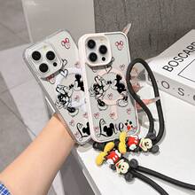 This Disney Mickey Mouse Lanyard Phone Case Is Fully Covered In TPU Material, Features Strong Magnetic Closure, Is Shockproof And Lightweight, And Is Compatible With IPhone17/16/11/13/15/15 Plus/15 Pro/15 Pro Max/12/14 Pro Max/11 Pro Max/12 Pro/12 Pro Max/13. This Phone Case Is A Popular Birthday Gift Or Business Gift Choice; It Is Durable, Stain- And Fingerprint Resistant, And Suitable For Both Men And Women. The Set Also Includes A Mickey Mouse Phone Case And A Mickey Mouse Plush Bracelet, Making It A Perfect Gift For Friends And Family. This Stylish Phone Case Is Fun, Lightweight, And Durable. IPhone17 Pro Max Phone Case, Minnie Mouse Phone Case. - màu đen - Xem 4