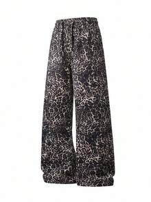 Men's Casual Loose Straight Leg Sweatpants, Leopard Print, Fashion Sports Pants, Spring/Autumn - Black - View 2
