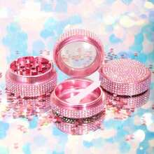 Pink Rhinestone Herb Grinder 4-Layer Bling Crystal Grinder-40mm - Pink - View 7