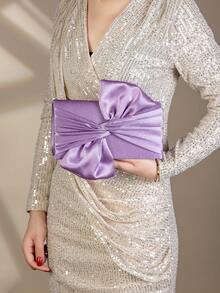 Satin Butterfly Shaped Clutch Bag, Suitable For Balls And Formal Events - Mauve Purple - View 5