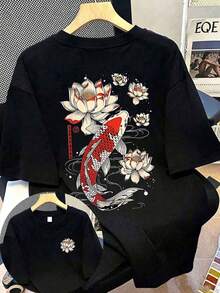 Camiseta de manga corta con cuello redondo y estampado de letras para mujer talla grande, verano estudiante juventud, camiseta gráfica minimalista en inglés que inspira la imaginación y la autoexpresión, color negro - Negro - Ver 4