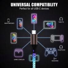 Type-C 转 Type-C 快充 RGB 数据线 66W 呼吸灯 66W Type-C USB-C 数据线 适用于手机 30W 快充 高颜值快充数据线 - 彩色 - 查看 6