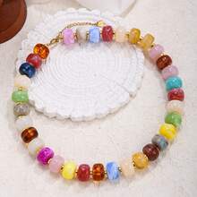 1 chiếc vòng cổ bản to phong cách Bohemian, hạt nhựa nhiều màu sắc và dây chuyền thép không gỉ, phụ kiện vòng cổ mùa hè kiểu Y2K cho các bữa tiệc bãi biển, quà tặng trang sức cho phụ nữ. - Bohemia - Xem 2