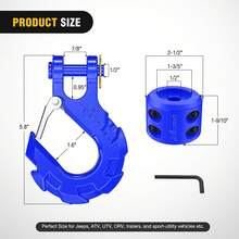 Nilight Forged Steel Winch Hook 3/8" Grade 70 Safety Latch Winch Cable Hook Stopper & Clevis Slip Hook Sets, Included Allen Wrench,Max 35,000 Lbs, Blue - B - View 5