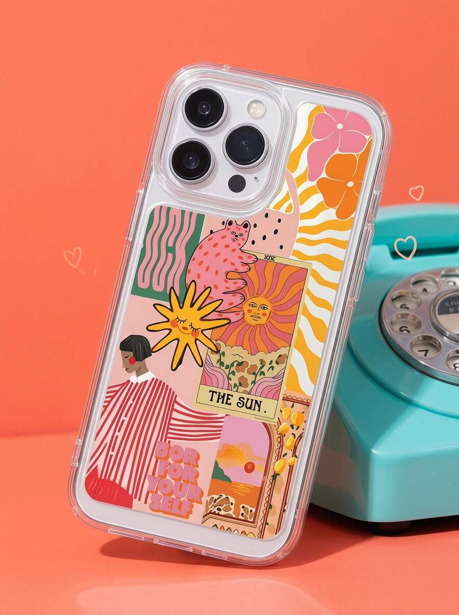 Minimalist TPU Cat Sunflower Pattern 1pc Full Coverage Transparent TPU Anti-Fingerprint Fashion Phone Case Compatible With IPhone 16 ProMax/16/16 Pro/16 Plus/11/15/15 Pro/15 ProMax/12/13/14 ProMax/XS/XR/11 Pro/11 ProMax/12 Pro/12 ProMax/13 Pro/13 ProMax/7 Plus/14 Pro/14 ProMax/14 Plus/7 Plus/8 Plus/8/SE2/12 Mini/13 Mini, Durable And Anti-Yellowing Hard Shell Spring Birthday Gift - Multicolor - View 1
