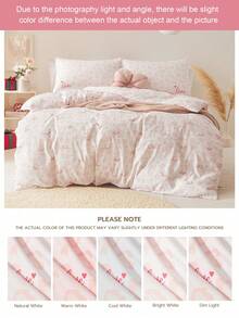 3pcs Pink Leopard And Heart Printed Duvet Cover Set, Creative & Chic Valentine's Day Home Decor,  Sweet Wedding Essentials - Red and White - View 9
