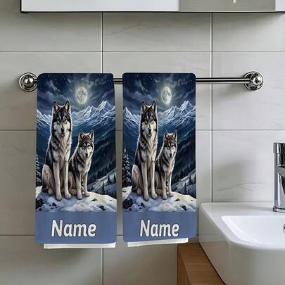 2/4/6pcs Wolves Sitting On A Snow-Capped Mountain Under A Full Moon, Travel Essential Towel, Customizable Text Towel, Personalized Name Towel, Cartoon Anime Towel, Striped Design, Suitable For Valentine's Day, Anniversaries, Parties, Gifts 2D Single-Sided Printed Design For Birthday Anniversaries, Valentine's Day, Thanksgiving, Christmas, Halloween, Wedding, New Year Gifts. Ideal Gift For Her, Him, Family Members, Boyfriends, Girlfriends, Fathers, Mothers, Lovers, Daughters, Sons, Grandfathers, Grandmothers, Friends, Classmates, And Pets. Premium Super Absorbent Drying Mat, Perfect For Kitchen Sink, Countertop, Bathroom, Car, Bedroom, Living Room, Office. Great As Indoor & Outdoor Decorative Mat, Fall Decor For Home, Christmas Party Theme Mat, Holiday Kitchen Decor, Pet Food Mat, Office Desk Decoration. Non-Slip, Quick-Dry, Easy To Clean, Brighten Up Every Season And Occasion.