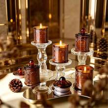 220g Bougie parfumée avec couvercle, parfum café et noix, décoration d'intérieur aromatique, bougie d'aromathérapie, cadeau de fête, anti-stress, relaxation, convient pour la décoration de la maison, la décoration de la chambre, cadeau de bougie, cadeau de fête, cadeau d'anniversaire, cadeau pour elle - Noix au café - 220 g - Voir 1