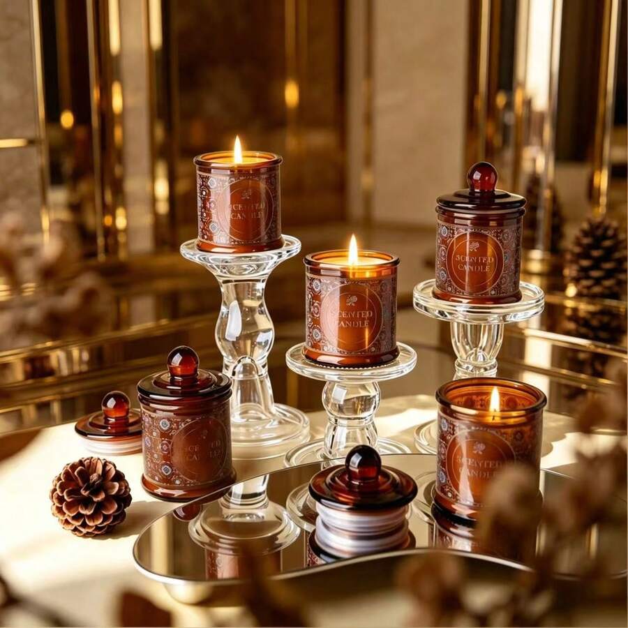 220g Bougie parfumée avec couvercle, parfum café et noix, décoration d'intérieur aromatique, bougie d'aromathérapie, cadeau de fête, anti-stress, relaxation, convient pour la décoration de la maison, la décoration de la chambre, cadeau de bougie, cadeau de fête, cadeau d'anniversaire, cadeau pour elle - Noix au café - 220 g - Voir 1
