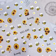 Pegatinas de uñas con diseño de abeja, calcomanías de uñas francesas con degradado amarillo, decoración linda y kawaii para primavera y verano, resistente al agua y de larga duración, fácil de aplicar, opcionales MO-849/MO-848, artículo esencial para manualidades de arte de uñas, perfecto para estudiantes y adolescentes - Multicolor - Ver 6