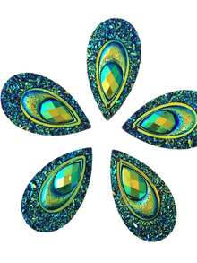 10pcs AB Resin Shiny Peacock Eye Water Drop Flat Back 3D Rhinestone Wedding Stickers, DIY Scrapbooking, Phone Case Decor, Craft Supplies - Multicolor - View 4